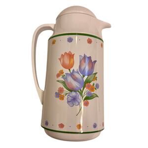 Vintage Corning Thermique Carafe 1 Qt for Hot Beverages Floral Print